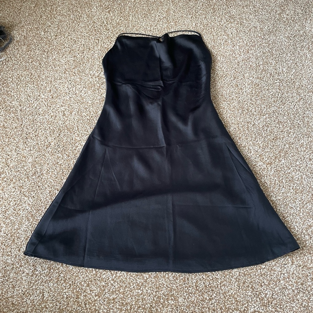 Abercrombie and Fitch Black Satin Cowl Neck Midi Dress
